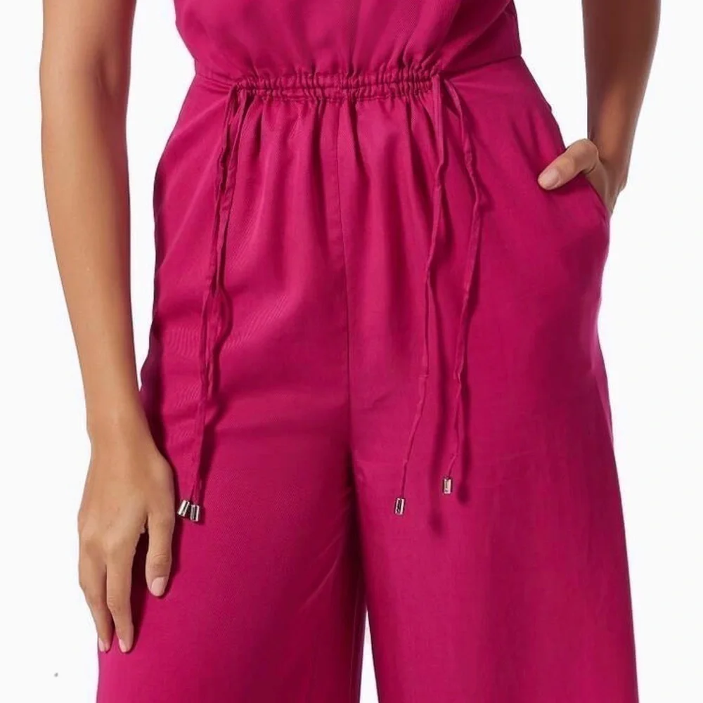 NWT‎ TED BAKER Sleeveless Square Neck Wide Leg Ankle Crop Cinch Waist Jumpsuit 4 - Picture 11 of 16